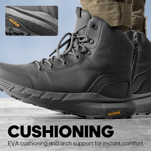 Image of NORTIV 8 Men's Military Tactical Boot Lightweight Comfortable Boots for Work All Day Side Zipper Motorcycle Combat Hiking Boots Metrostrike(8-9 Inches)