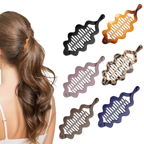 6 Stück Banana Clip Bananenspange Haare Haarspangen Damen Dünnes Haar Vintage Bananen Haarklammer Pferdeschwanz für Mädchen und Frauen Den Täglichen Gebrauch Party Frisur Dekoration