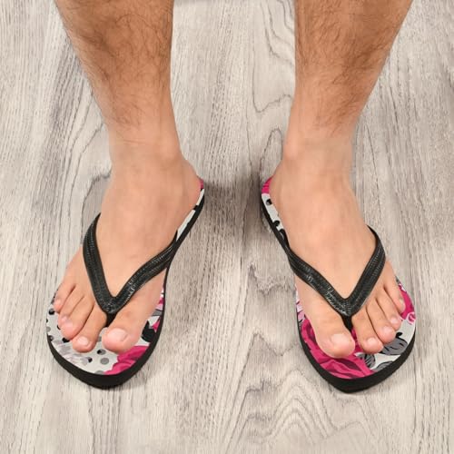Women Beach Summer Casual Flip Flop Red Rose LeopardQuick Dry Sandals Slipper for Men 214B25524