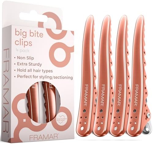 FRAMAR Pink Hair Clips For Styling, Metal Clips For Hair โ 4 Pack Rose Gold