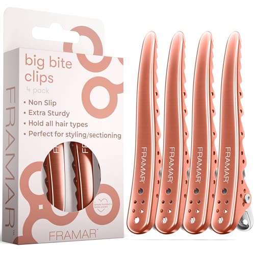 FRAMAR Rose Gold Sectioning Hair Clips – Professional Crocodile Clips Hair, Metal HairClips For Styling, Hairdressing Clip, Hairdresser Clips Hair, Alligator Hair Clips Women For Styling – 4