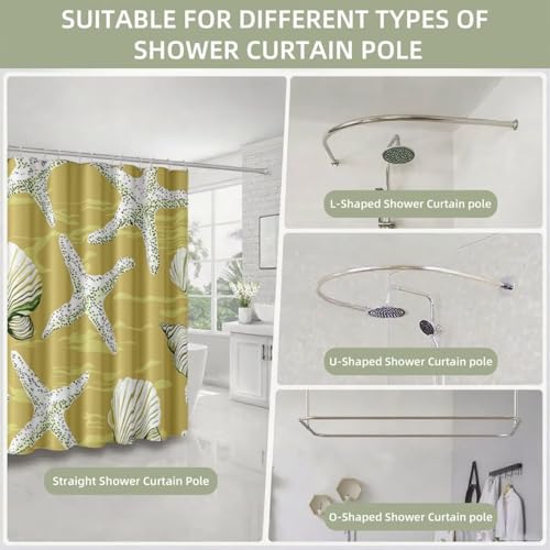 Rideau douche étoile mer pour baignoire familiale lavable et lesté 200x180