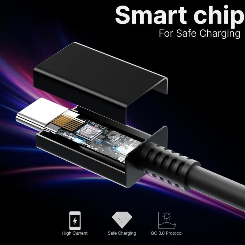 Image of ultra fast charging cable for onePlus Nord 2 8GB RAM usb 3A Durable, Tangle-Free, Data Transfer 480Mbps Safe Charging with Overvoltage Protection Quick , Dash , pd charger cablee -NE BLACK