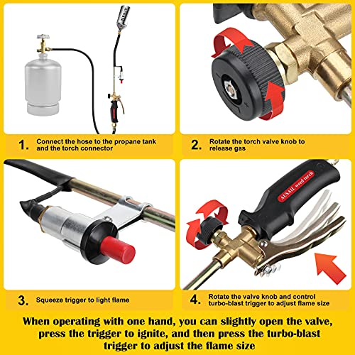 Propane-Torch-Weed-BurnerBlow-TorchHeavy-DutyHigh-Output-700000-BTUFlamethrower-with-Turbo-Trigger-Push-Button-Igniter-and-98-FT-Hose-for-Roof-AsphaltIce-SnowRoad-MarkingCharcoal