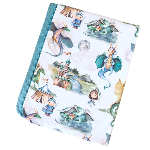 Image of Honey Lemonade - Premium Soft Plush Lightweight Minky Dot Toddler Baby Blanket for Newborn 30"x40" - Soft Baby Blanket for Boys and Girls - (Dragons & Knights) Unisex