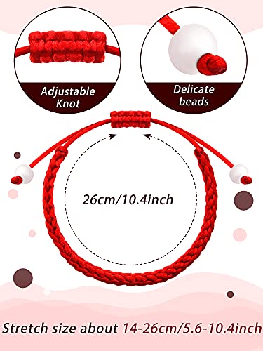 6 Pieces Bracelet for Protection Women Kabbalah Bracelet Adjustable String Braided Knot Bracelets Gifts for Good Luck, Friendship, Graduation, Birthday, Lovers (Red) - Image 3