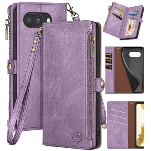XcaseBar Compatible with ‌Google Pixel 9A Wallet case with Zipper Credit Card Holder【RFID Blocking】,Flip Folio Book PU Leather Phone case Shockproof Cover Women Men for Pixel 9A case Lilac Purple by XcaseBar - Used condition - US$12.83