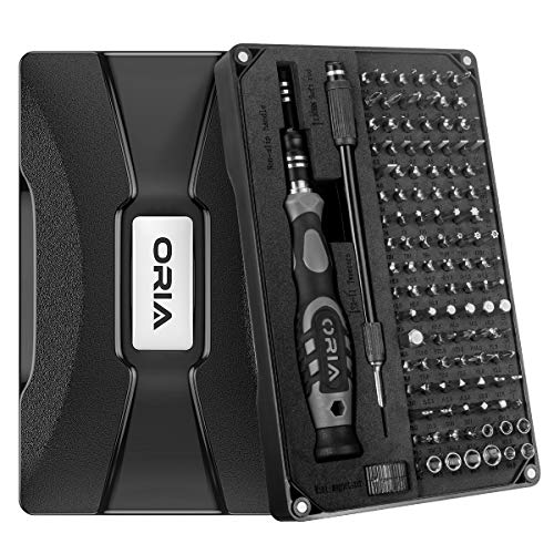 ORIA Precision Screwdriver Kit, 106 in 1Screwdriver kit with 102 Precision Bits, Professional Repair Tool Kit with Extension Rod for Smartphone, Tablet, PC, Toys, Black
