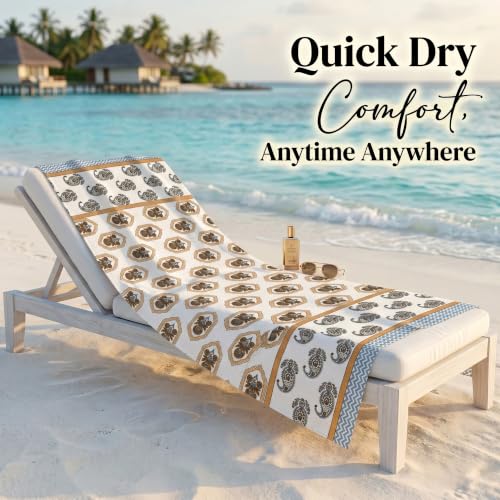 Image of Mafatlal Madhuban Soft & Absorbent Cotton Bath Towel (147x76 cm) | 250 GSM | Lightweight, Quick Dry, Floral Design