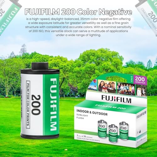 Image of Fujifilm Fujicolor 200 Color Negative Film - Vivid Color Prints in Daylight & Flash (35mm Roll Film, 36 Exposures) - 3 Rolls