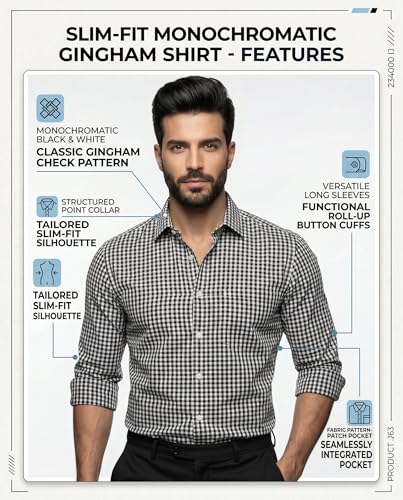 Image of Amazon Brand - INKAST Men's Cotton Checks Formal Shirt | Full Sleeve | Regular Fit | Comfortable Professional Checkered Shirts for Men