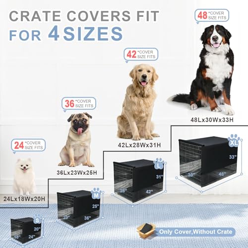 Explore Land Breathable Dog Crate Cover - 4 Sides Mesh Ventilation, Basic Pet Kennel Cover, All Sides Open, Universal Fit for 1 2 3 Doors 24 inches Wire Dog Crate - Image 5