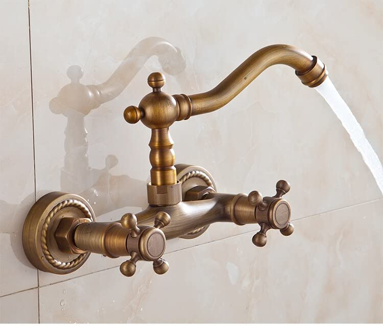 Robinet pivotant rétro bronze cuisine avec double commande murale SLT125ZS