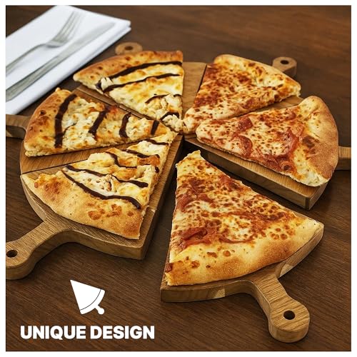 Set de 6 Piezas Tabla de Pizza de Madera con Cuchilla miniatura 5