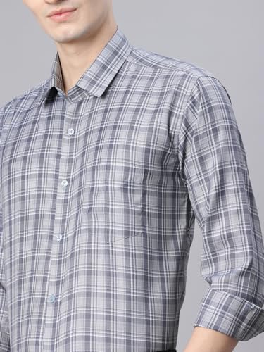 Image of Majestic Man Men's Pure Cotton Slim Fit Checkred Full Sleeve Classic Collar Everyday Formal Shirt