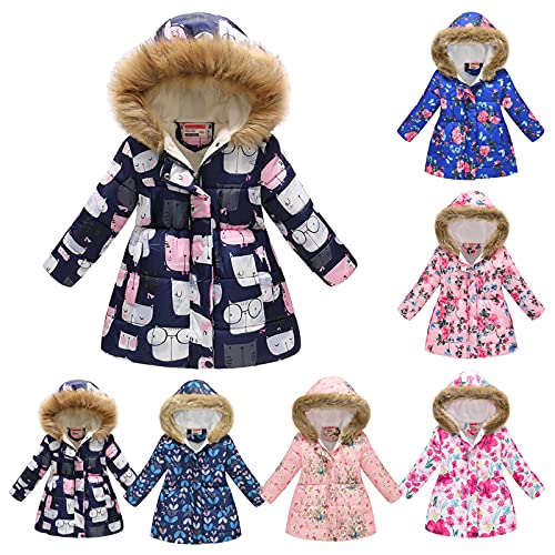 Girls Winter Coat Warm Heavyweight Mediun Length Jackets Down-like Cotton Wadding Outwear Kids Winter