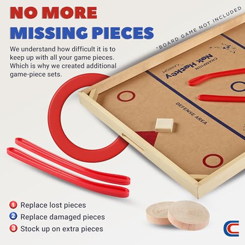 Image of Carrom Champion Nok Hockey Game Equipment Set - Includes 2 Sticks and 2 Wood Pucks - Extra Accessories for Board Games for Adults & Children