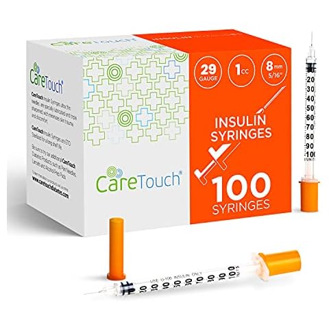 Care Touch Insulin Syringes | 29g 5/16" - 8 mm 1 cc (Pack of 100) Cover