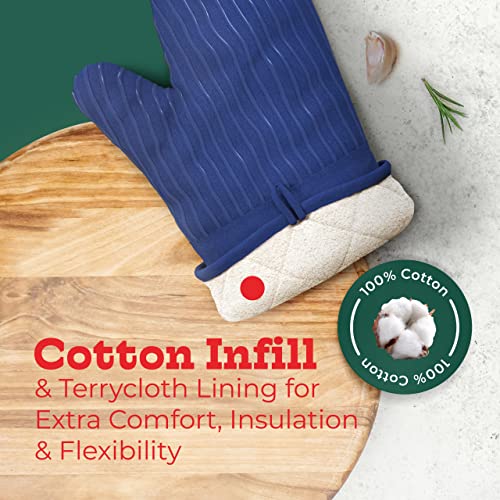 Big Red House Heat-Resistant Oven Mitts - Set Of 2 Silicone Kitchen Oven Mitt Gloves, Dark Royal Blue #TOP1