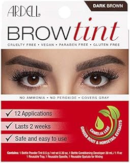Ardell Brow Tint Dark Brown, Longer-lasting Semi-permanent Brow Dye, with Natural Extracts, Complete Brow Tinting Kit, 1 pack