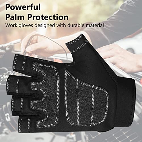 WFX Tough Fingerless Performance Gloves Protection Work Gloves, Padded Palm, Half-Finger Black (Small), S (Pack of 1) - Image 4
