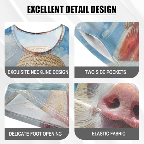 ALAZA Cool Pig on The Summer Beach Pajama Set Short Sleeve Sleepwear Soft Lounge Nightwear4