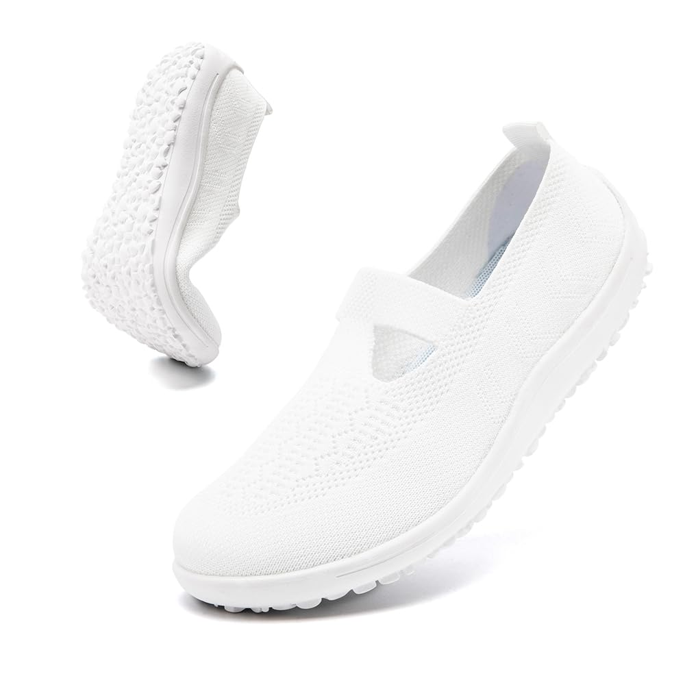 DLWKIPV Womens Slip-On Barefoot Flats Wide Toe Box Casual Sneakers Minimalist Walking Shoes Non Slip All Season