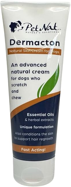 Petnat Dermacton Cream for ITCHY Dogs - Professionally recommended for itching & hair loss. Stops itching and scratching, soothes skin & promotes hair regrowth naturally