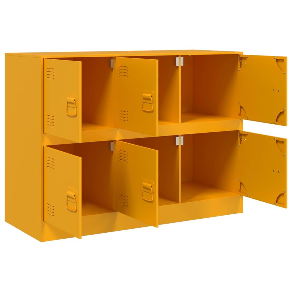 Credenza giallo senape, 99 x 39 x 73 cm, armadio in metallo, comò