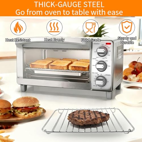 Image of Countertop Toaster Oven Accessories for BLACK DECKER 4 Slice Extra Wide Convection Toaster Oven, 10.8x8.3 IN Stainless Steel Toaster Oven Replacement Parts Baking Rack Wire Rack