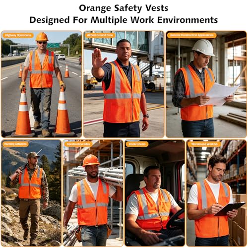 Image of AYKRM 2 Pocket Mesh High Visibility Reflective Safety Vest for men & Women ANSI /ISEA 107 Standards