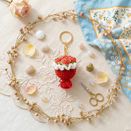 Image of Handmade Crochet Sunflower Keychain for Women & Girls, Cute Yellow Flower Key Ring Charm, Soft Yarn Knitted Gift, Bag Charm, Car Key Holder, Aesthetic Handmade Floral Accessory