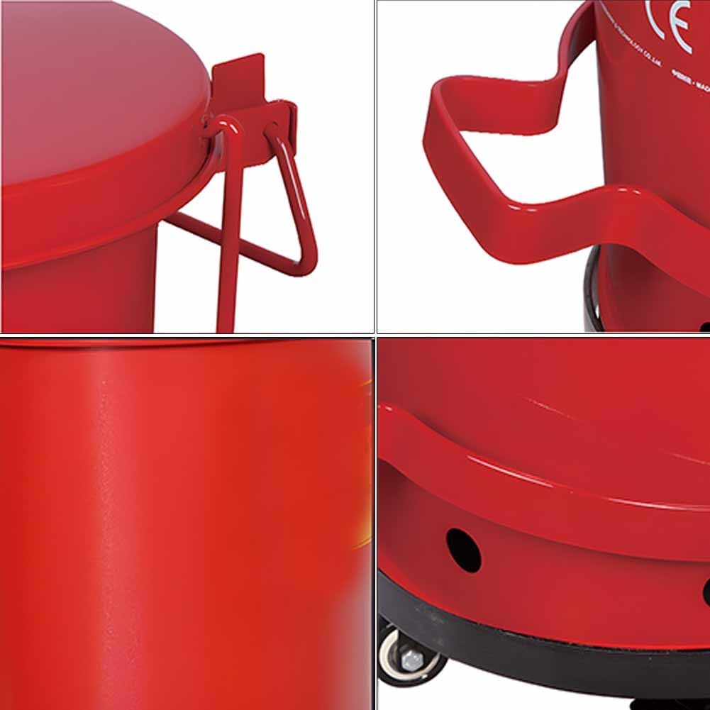 Sicherheitskanister Aus Metall Für Öllappen, Sammelbehälter Für Ölige Abfälle, Aufbewahrungskanister Mit Pedalen, Wird In Produktionslinien, Bürowerkstätten Und Kantinen Verwendet(Rosso,30x46 cm/11.9x