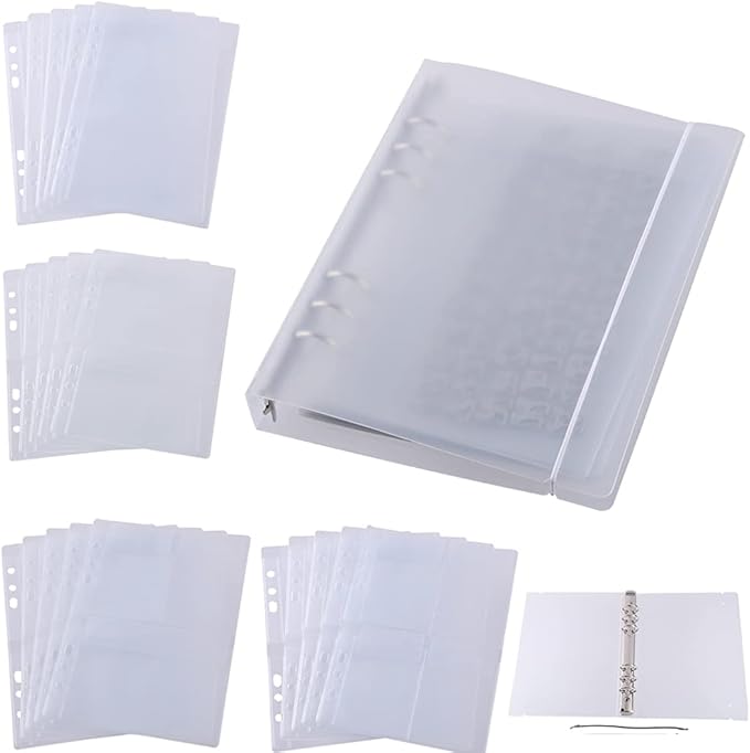 CYFUN DESIGN A5 6 Ring Binder Cover with 20 PCS Various Grids Pockets