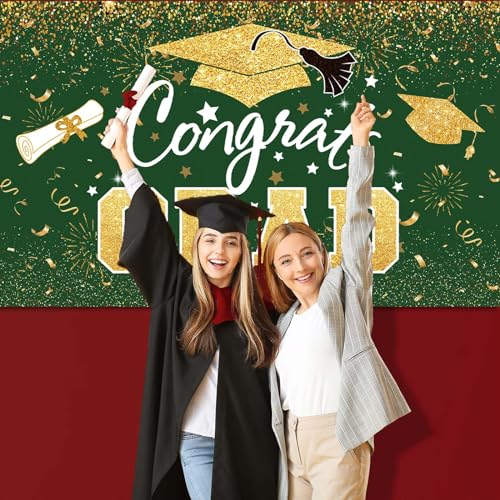 Fondo para fiesta de graduación verde y dorado 70.8x43.3 pulgadas miniatura 5
