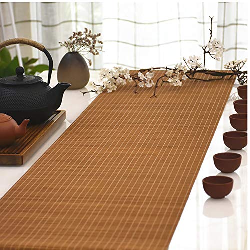 Chemin De Table En Bambou Naturel 1/1,2/1,5/1,8/2,5 M De Long, Teinture Tissu De Table Résistant avec Bordure Utilisation Quotidienne, Brun (Size : 30×180cm)