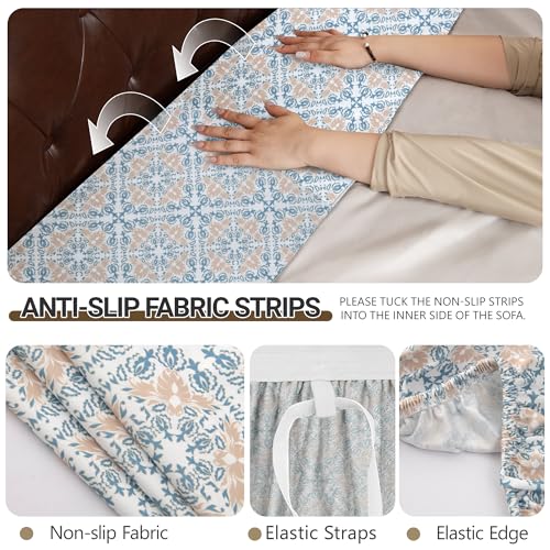 ALIECOM Sectional Couch Cover L Shaped Sofa Cover Washable Stretch Super Corner Sofa Slipcover U Shape Dog Pet Friendly Super Soft Furniture Protector for Living Room (Floral Blue, X-Large) — view 5