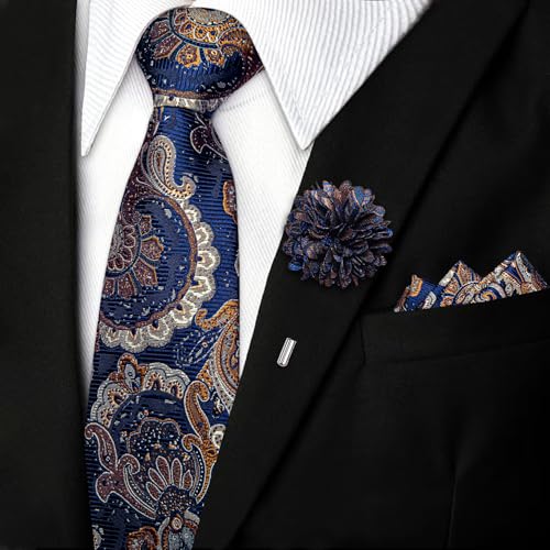 Image of DiBanGu Silk Zipper Ties for Men, Formal Pre-tied Necktie | Adjustable Tie,6PCS,Various Design Styles,Jacquard Woven,Skin-friendly,Practical Gift,Great for Wedding Party,Business Formal