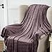 Bedsure Fleece Throw Blanket Plum Embossed Plaid Pattern 50x60 Throw Size Flannel Bed Throw Luxury Modern Design