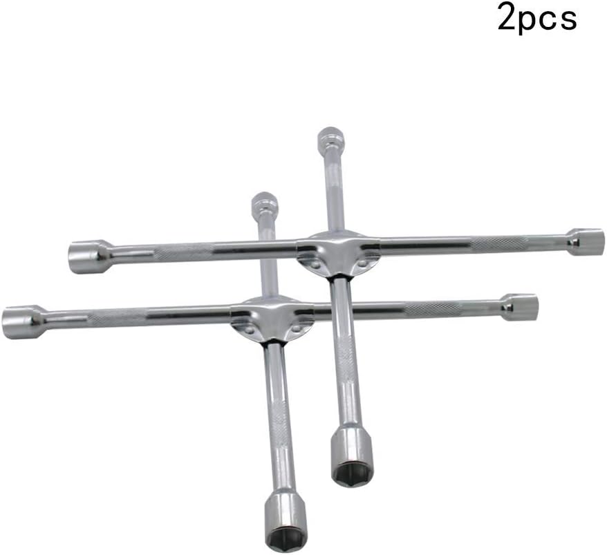 Bettomshin Lug Wrench - 18-inch Universal 4-Way Cross Spanner with 21mm 23mm Standard Sockets for Car Tire Repair 1pcs