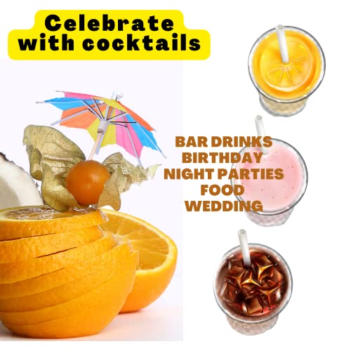 Kit de Décorations Fête Cocktails Bar 300 pièces 100 chaque, Pics pour Verre Apéritif, Parapluies Papier, Bâtons Agitateurs, Bambou Nouées Accessoires décoratifs, Pailles en papier Boissons – Image 6