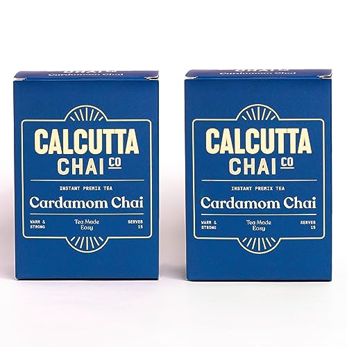 Image of Calcutta Chai Co - Cardamom Chai | Instant Tea Premix | 30 Sachets | 420g - Pack of 2 | Made with Assam Tea | Added Natural Spices | Low Sugar