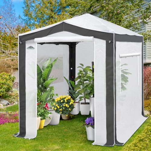 Image of EAGLE PEAK 8x6 Walk in Pop Up Greenhouse, Gray /White