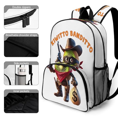 Kiwitto-Banditto Merch Large Travel Backpack Italian-Brainrot Meme Waterproof Lightweight Daypack White 44x32x19cm3