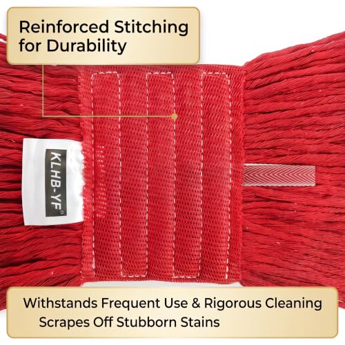 Image of 1 Pack 20.5 oz Cotton String Mop Head, Heavy Duty Red Replacement Mop Refill, Machine Washable for Commercial Industrial Floor Cleaning (Red)