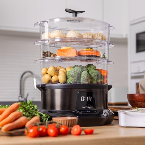 Cecotec Vaporiera Elettrica VapoVita 3000 Pro. Cucina a Vapore e Conserva Nutrienti e Vitamine. 1000 W, Digitale, Capacità 1 L, 3 Contenitori, Componenti Non Elettrici Lavabili in Lavastoviglie. - immagine 4
