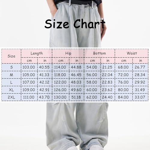 Denim Cargo Pants for Men Women Loose Casual Low-Rise Wide-Leg Stitching Pleated Floor-Mopping Jeans4