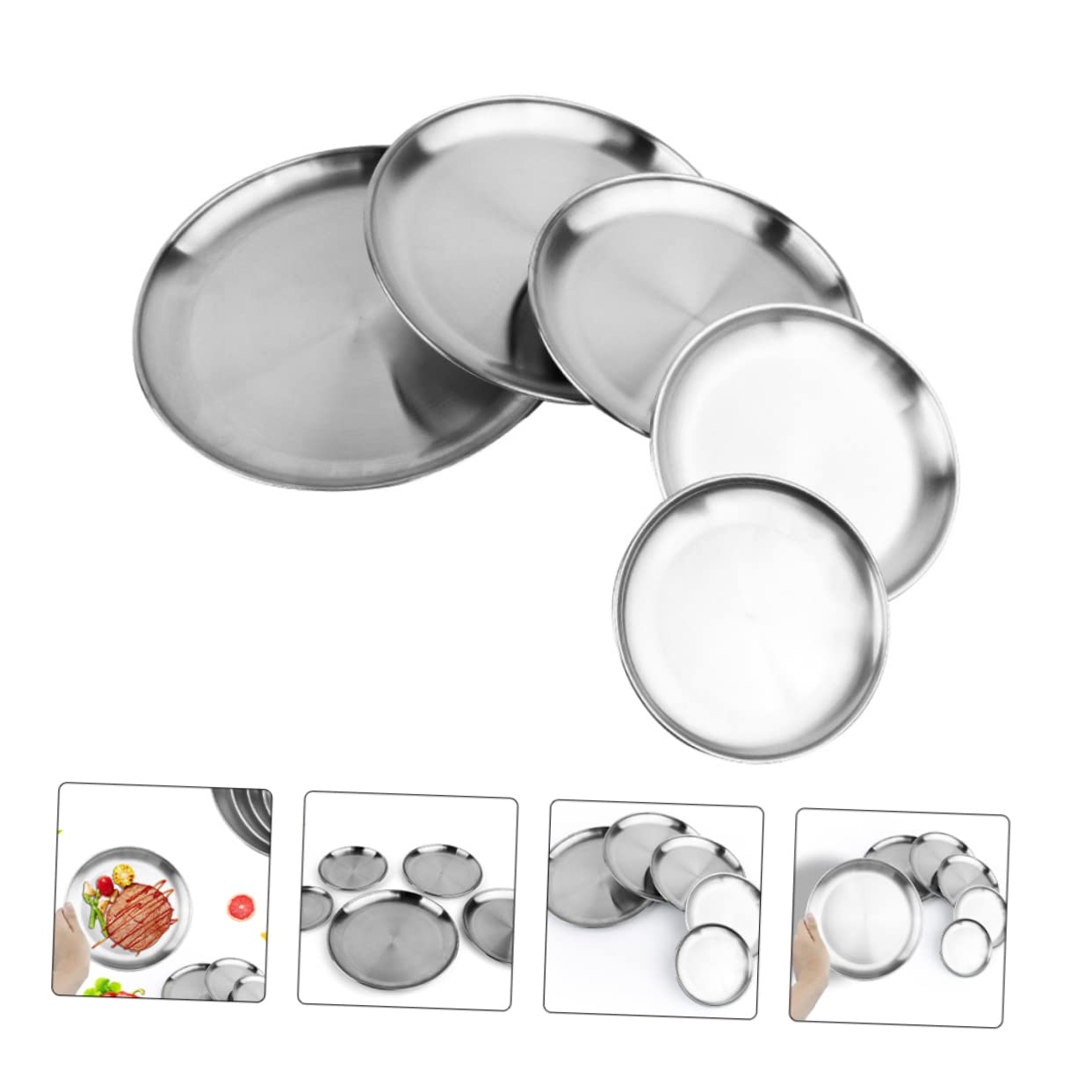 ULTECHNOVO 1Pc Stainless Steel Storage Plate Multi Purpose Fruit and Snack Tray Easy to Clean Design for Kitchen Bbq and Outdoor Use
