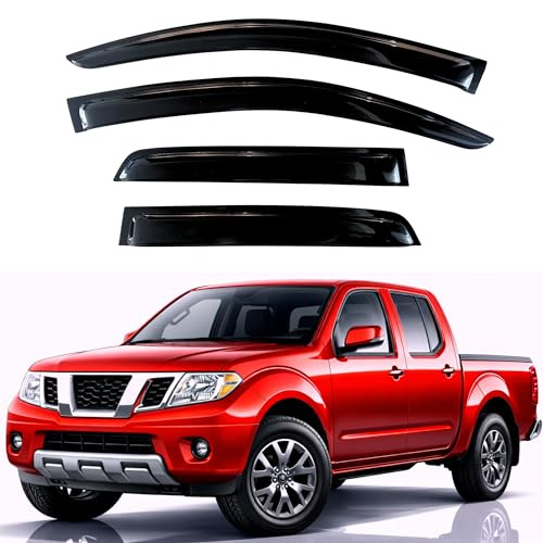 Image of KPY Rain Guards Fit for 2005-2021 Nissan Frontier Crew Cab, Out-Channel Window Visors Vent Wind Deflectors 4PC, Truck Accessories for 2009-2013 Suzuki Equator Crew Cab (Full-Size Cabs)