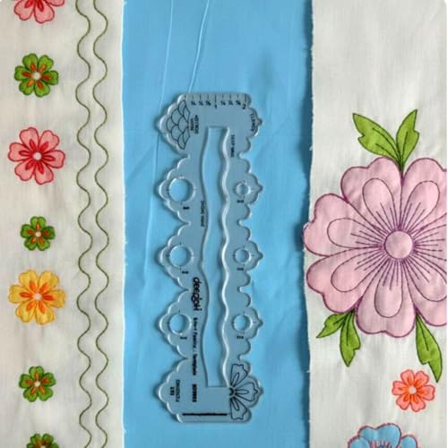 Image of Prabhas Designs Scallop Scale Combos, Design Tool for Scallop, Zig-Zag, Straight, Circles, Flower, Triangle Patterns (Yellow 5in1,6in1 scallop)